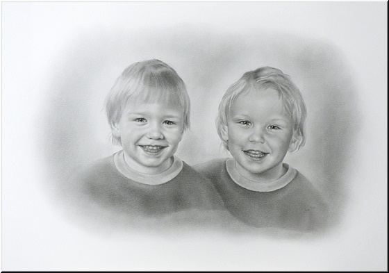 Portraitzeichnung von Zwillingen